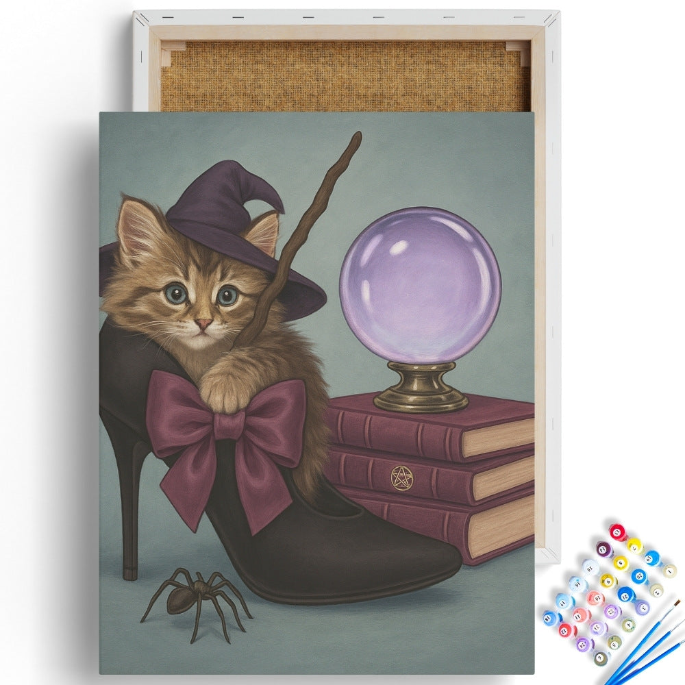 Witchy Kitten with Crystal Ball Paint by Numbers Kit