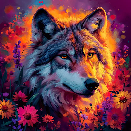 Wolf in a Floral Glow