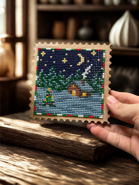 Holiday Stamps – 5-Piece Wooden Diamond Painting Kit