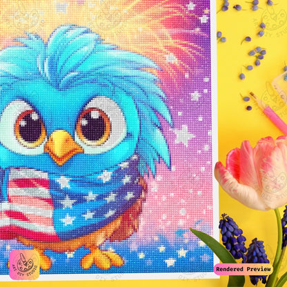 Artdiystudio Adorable Patriotic Owl Diy Diamond Painting Kit Celebrate With Cuteness And Charm 4