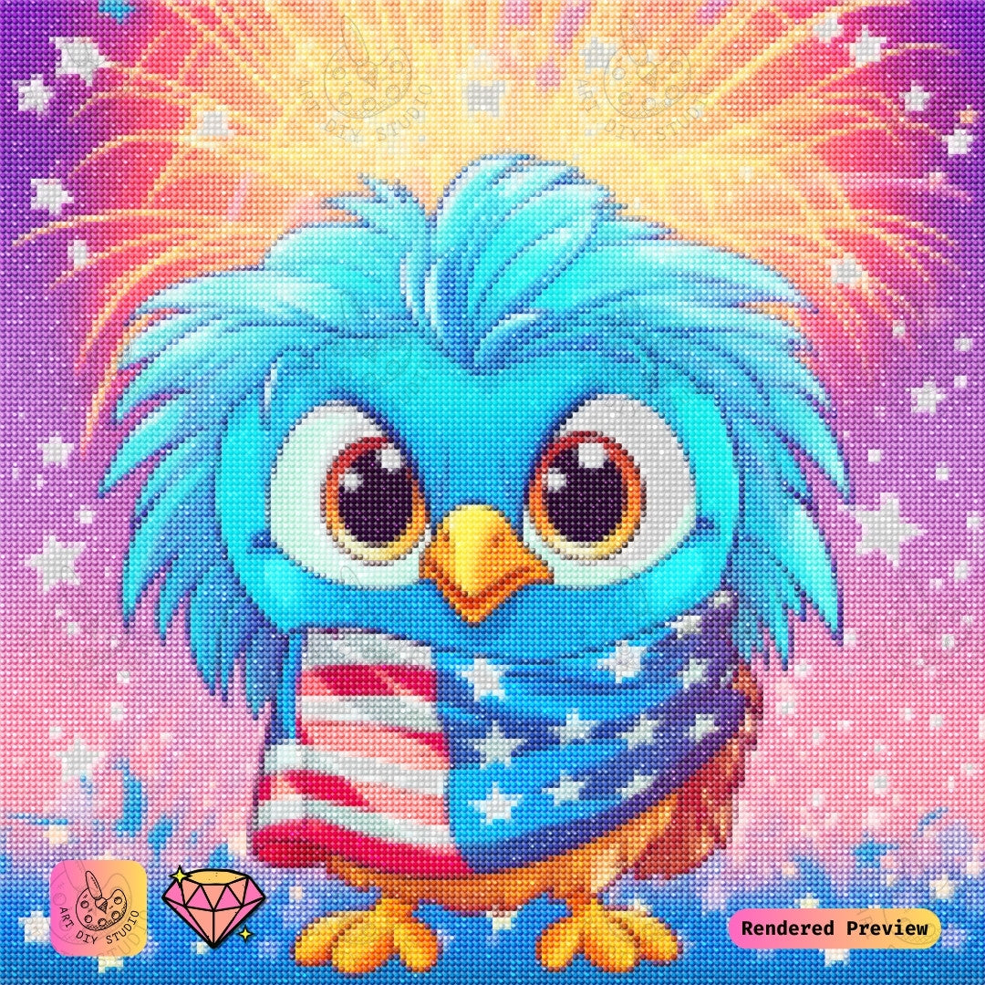 Artdiystudio Adorable Patriotic Owl Diy Diamond Painting Kit Celebrate With Cuteness And Charm 5
