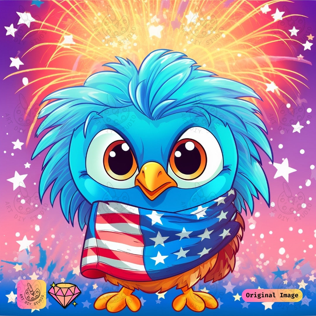 Artdiystudio Adorable Patriotic Owl Diy Diamond Painting Kit Celebrate With Cuteness And Charm 6