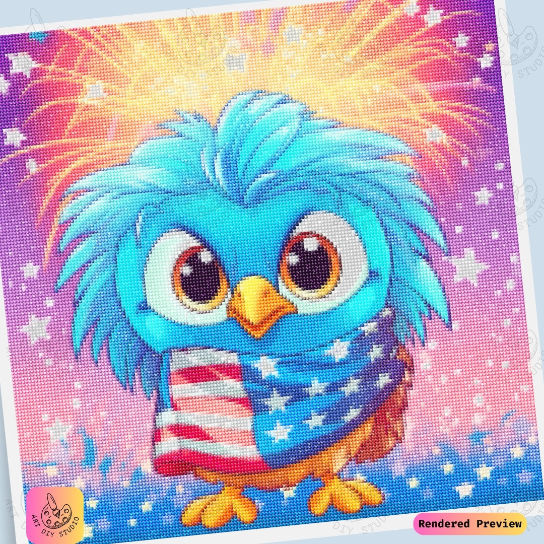 Artdiystudio Adorable Patriotic Owl Diy Diamond Painting Kit Celebrate With Cuteness And Charm