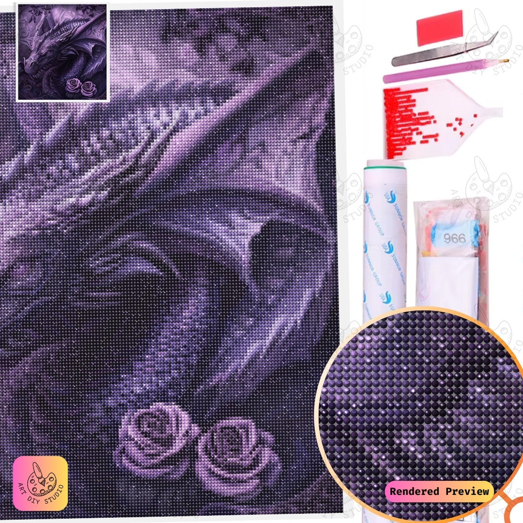 Artdiystudio Amethyst Dragon Whisper Diy Diamond Painting Kit A Gothic Fantasy Masterpiece 5