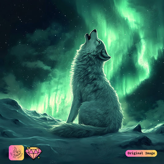 Artdiystudio Aurora Wolf Serenade Diy Diamond Painting Kit A Celestial Masterpiece