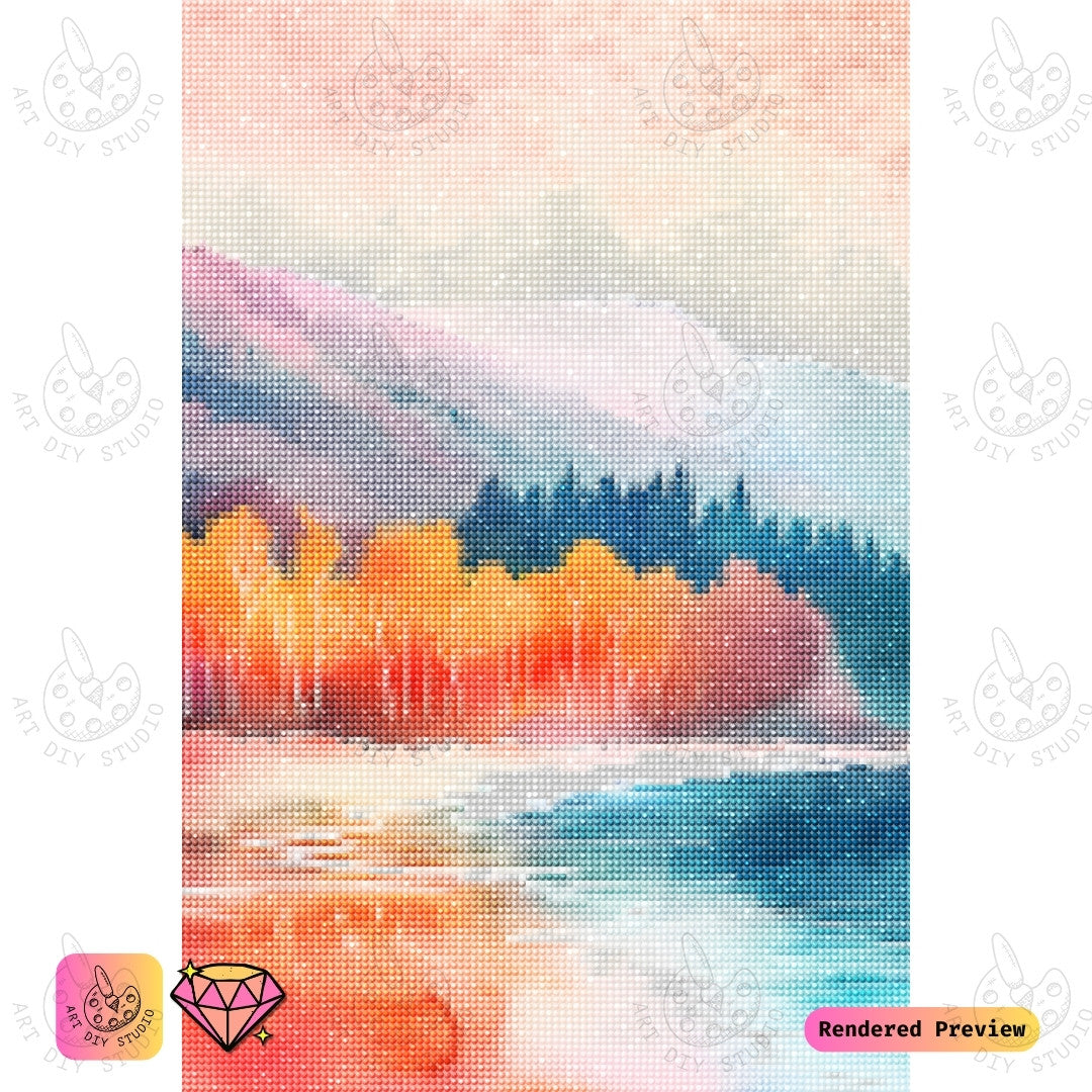 Artdiystudio Autumn Reflections Serenity Diy Diamond Painting Kit A Peaceful Fall Escape 2