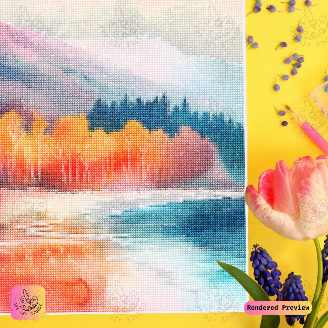 Artdiystudio Autumn Reflections Serenity Diy Diamond Painting Kit A Peaceful Fall Escape 3