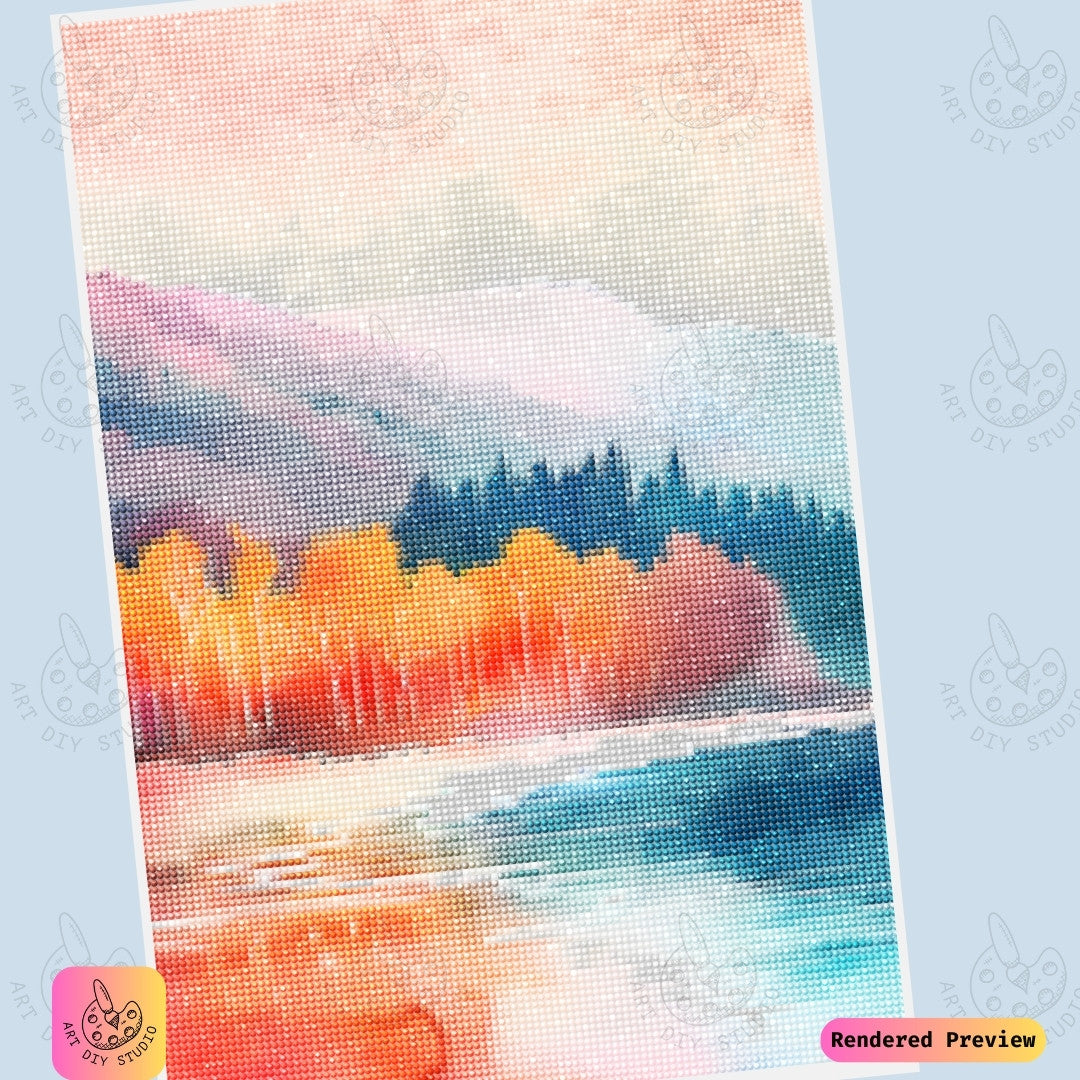Artdiystudio Autumn Reflections Serenity Diy Diamond Painting Kit A Peaceful Fall Escape 6