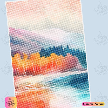 Artdiystudio Autumn Reflections Serenity Diy Diamond Painting Kit A Peaceful Fall Escape 6