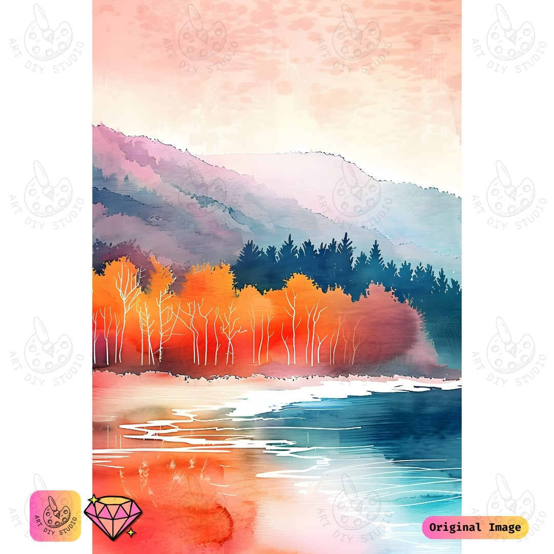 Artdiystudio Autumn Reflections Serenity Diy Diamond Painting Kit A Peaceful Fall Escape