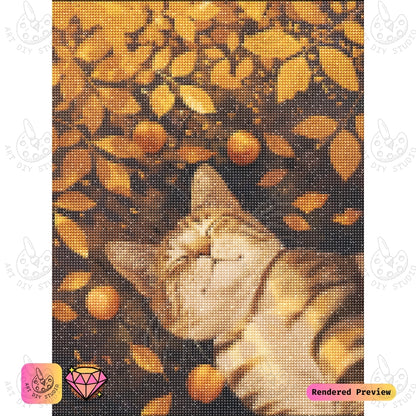 Artdiystudio Autumn Whiskers Diy Diamond Painting Kit A Relaxed Cat In Fall 2