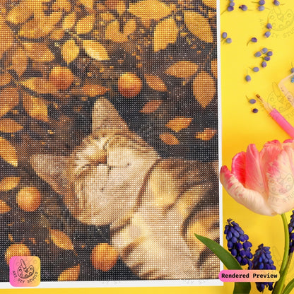 Artdiystudio Autumn Whiskers Diy Diamond Painting Kit A Relaxed Cat In Fall 3