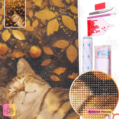 Artdiystudio Autumn Whiskers Diy Diamond Painting Kit A Relaxed Cat In Fall 5