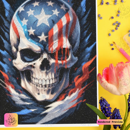 Artdiystudio Blazing Freedom Skull Diy Diamond Painting Kit A Bold Emblem Of Patriotism And Power 3
