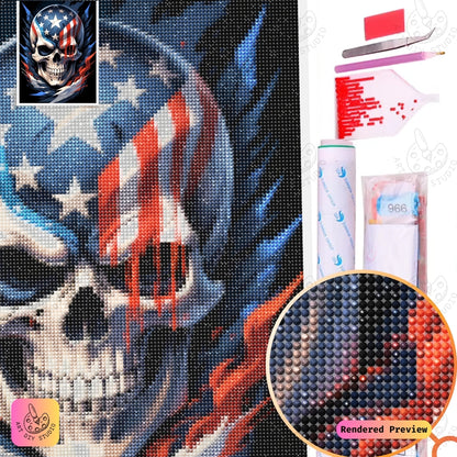 Artdiystudio Blazing Freedom Skull Diy Diamond Painting Kit A Bold Emblem Of Patriotism And Power 5