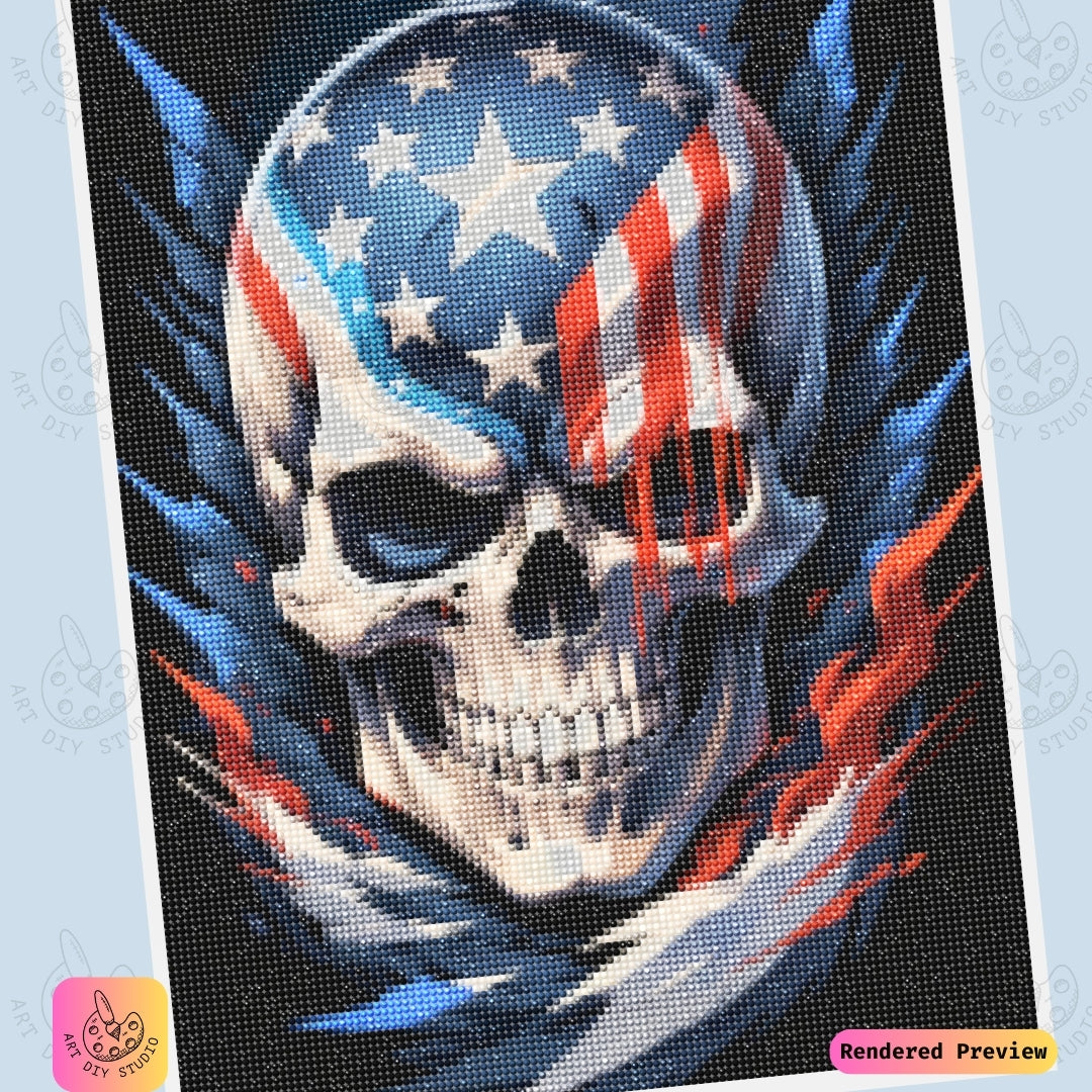 Artdiystudio Blazing Freedom Skull Diy Diamond Painting Kit A Bold Emblem Of Patriotism And Power 6