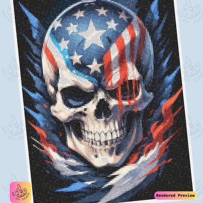 Artdiystudio Blazing Freedom Skull Diy Diamond Painting Kit A Bold Emblem Of Patriotism And Power 6