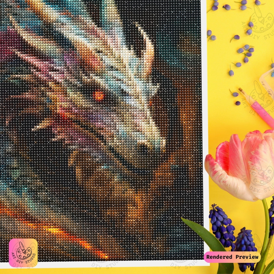 Artdiystudio Blazing Sovereign Diy Diamond Painting Kit A Majestic Fantasy Vision 3