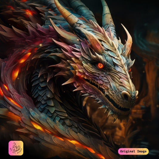 Artdiystudio Blazing Sovereign Diy Diamond Painting Kit A Majestic Fantasy Vision