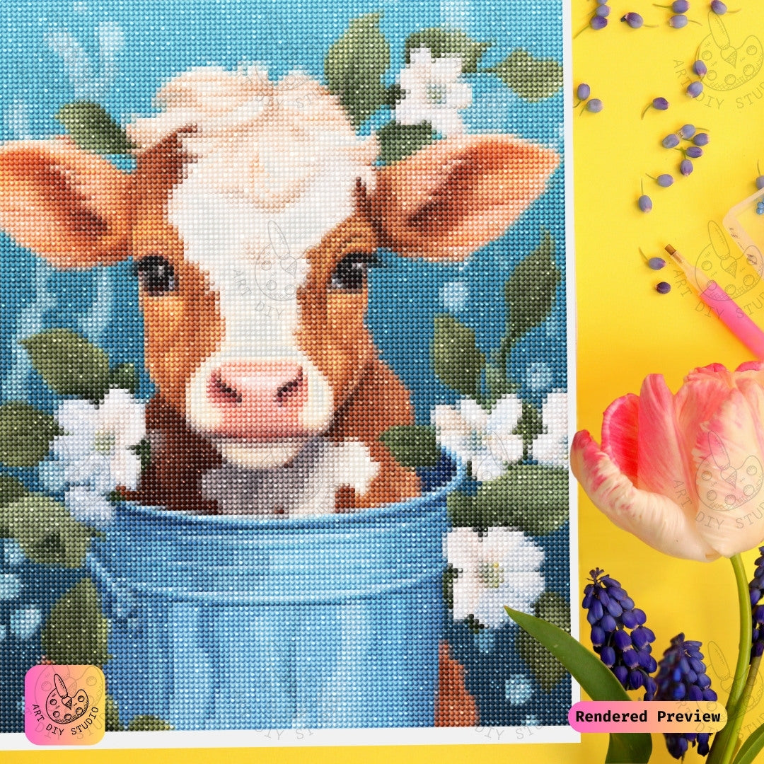 Artdiystudio Blossom Bucket Bliss Diy Diamond Painting Kit A Playful Farmyard Treasure 3
