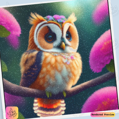 Artdiystudio Blossom Crown Owl Diy Diamond Painting Kit A Whimsical Nature Delight 6