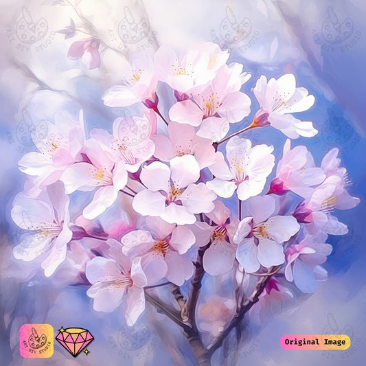 Artdiystudio Blossoming Sakura Serenity Diy Diamond Painting Kit Timeless Floral Elegance