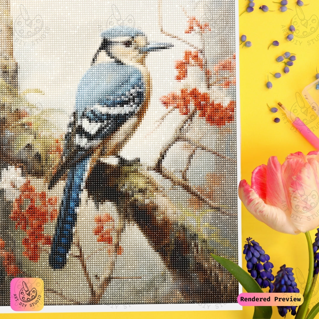 Artdiystudio Blue Jay Serenity Diy Diamond Painting Kit A Moment Of Calm In Nature 4