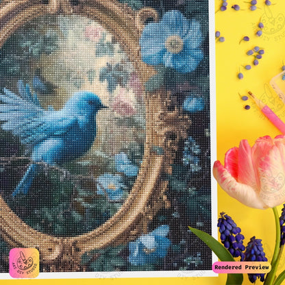 Artdiystudio Bluebird In Gilded Frame Diy Diamond Painting Kit A Masterpiece Of Vintage Elegance 4