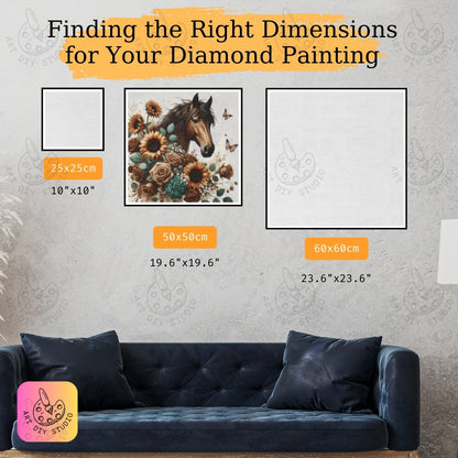 Artdiystudio Boho Floral Horse Diy Diamond Painting Kit Embrace Nature Beauty