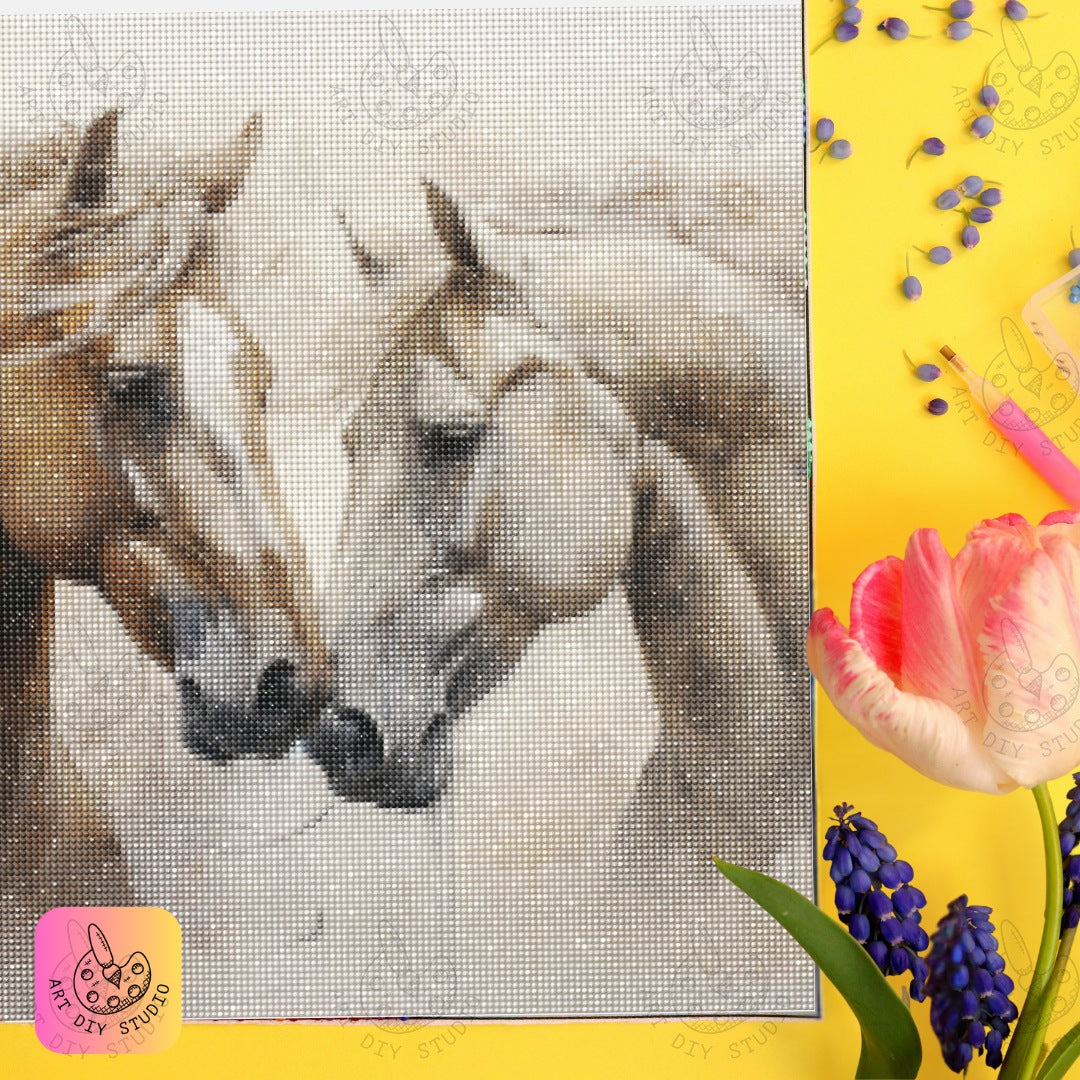 Artdiystudio Brushstrokes Of Bond Diy Diamond Painting Kit A Gentle Expression Of Equine Grace 6