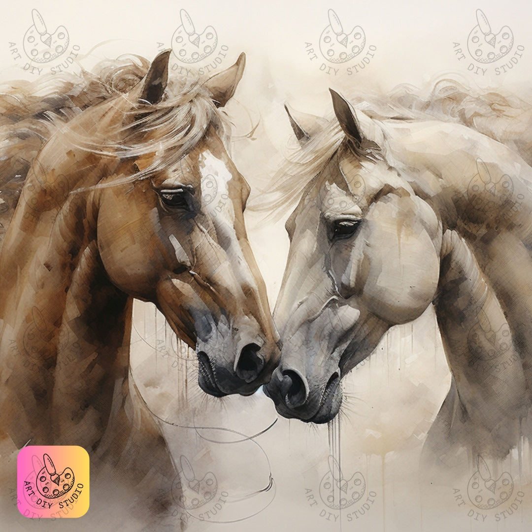 Artdiystudio Brushstrokes Of Bond Diy Diamond Painting Kit A Gentle Expression Of Equine Grace 8