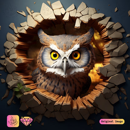 Artdiystudio Bursting Owl Wonder Diy Diamond Painting Kit A Dynamic And Playful Scene