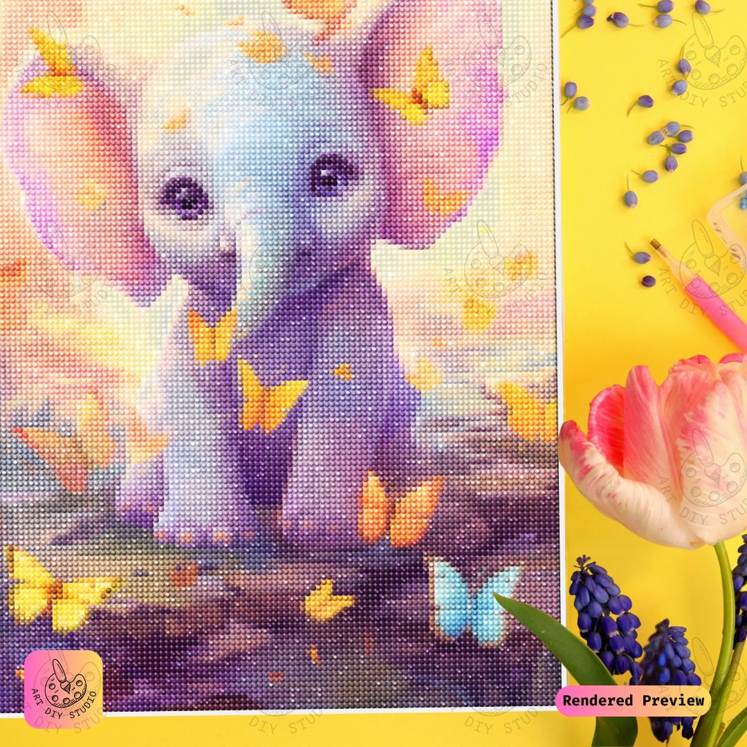 Artdiystudio Butterfly Bliss Elephant Diy Diamond Painting Kit A Cheerful Journey In Art 3
