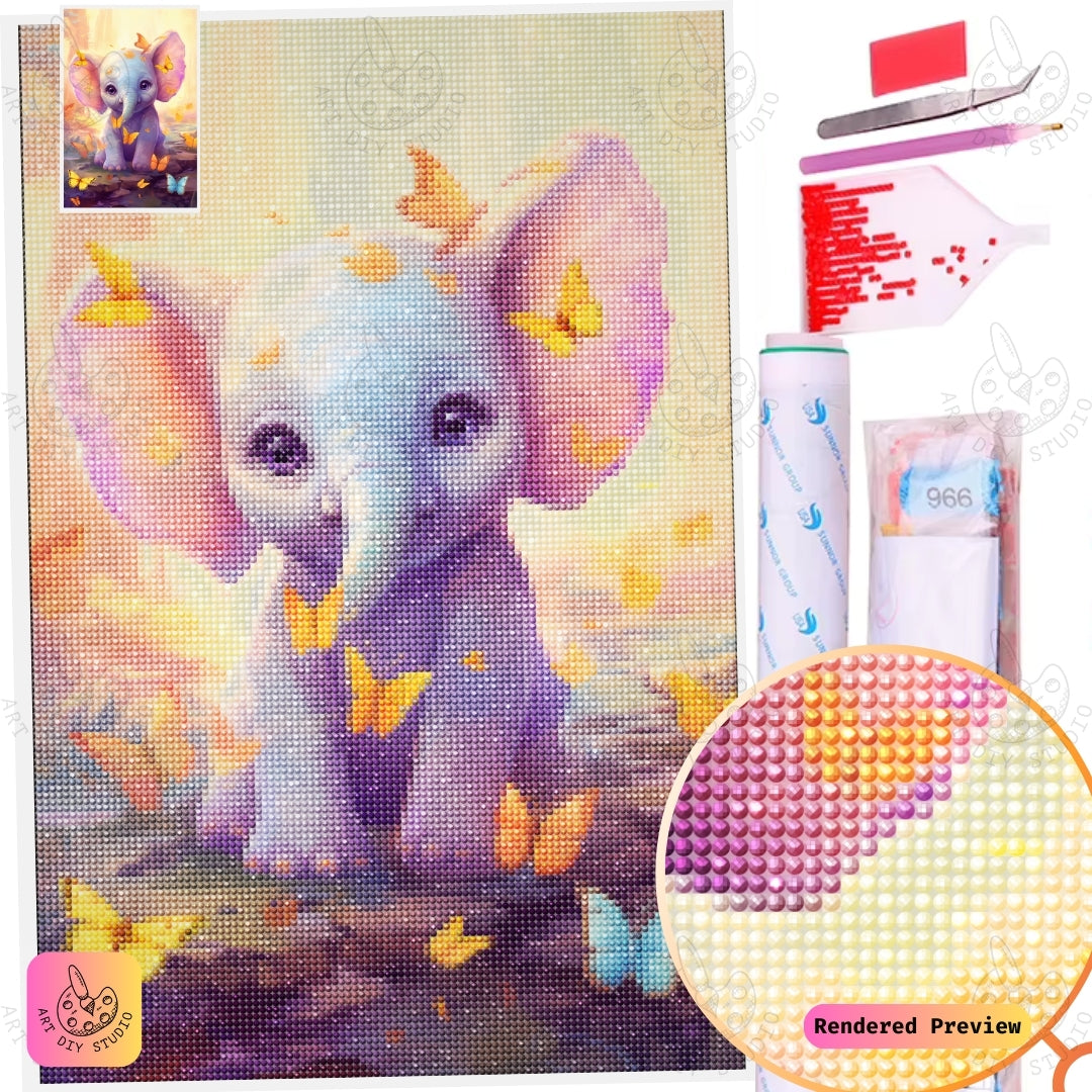 Artdiystudio Butterfly Bliss Elephant Diy Diamond Painting Kit A Cheerful Journey In Art 5