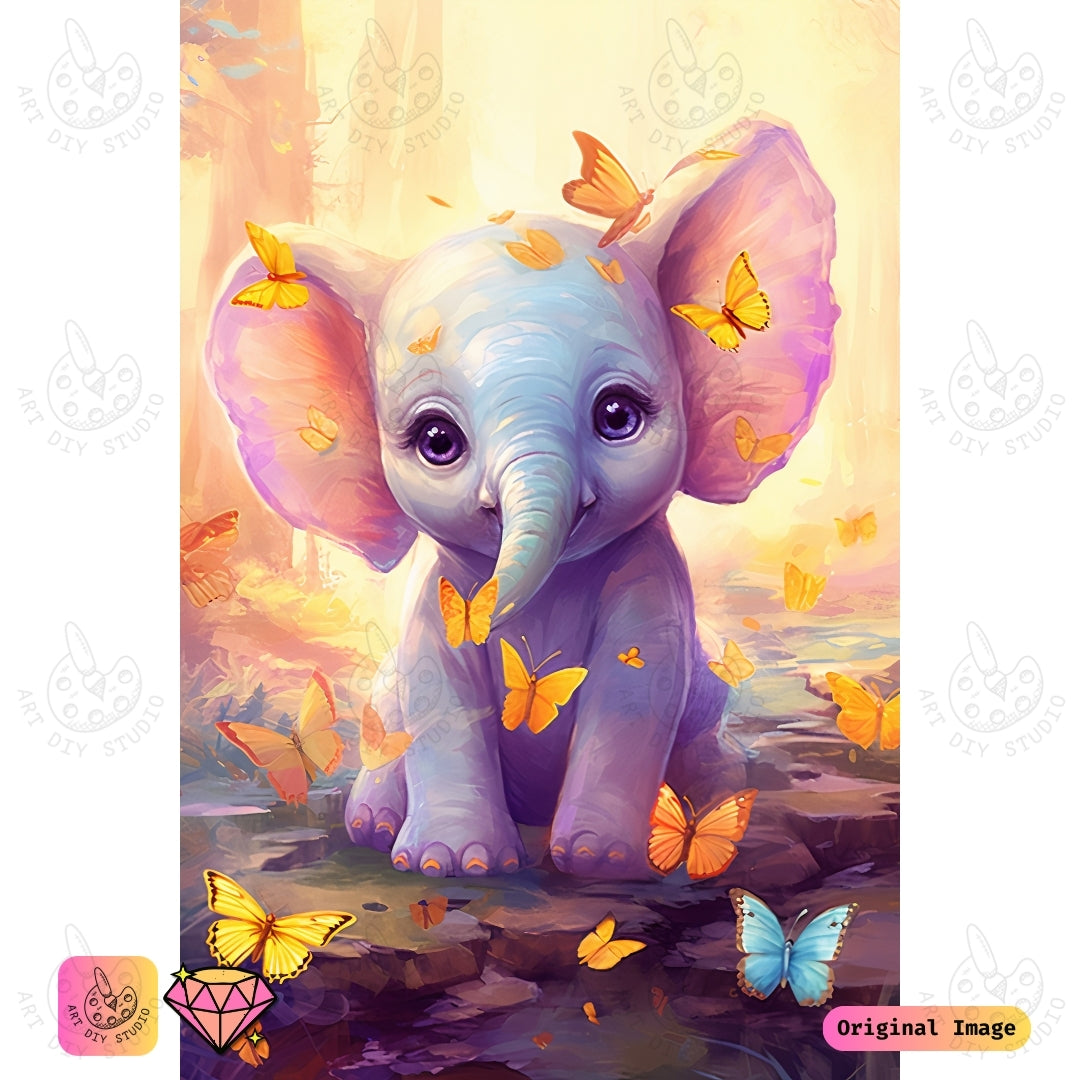 Artdiystudio Butterfly Bliss Elephant Diy Diamond Painting Kit A Cheerful Journey In Art