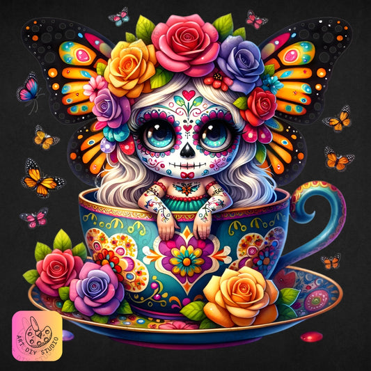 Artdiystudio Butterfly Dreams Sugar Skull Diy Diamond Painting Kit A Burst Of Whimsy And Color Product Image 8