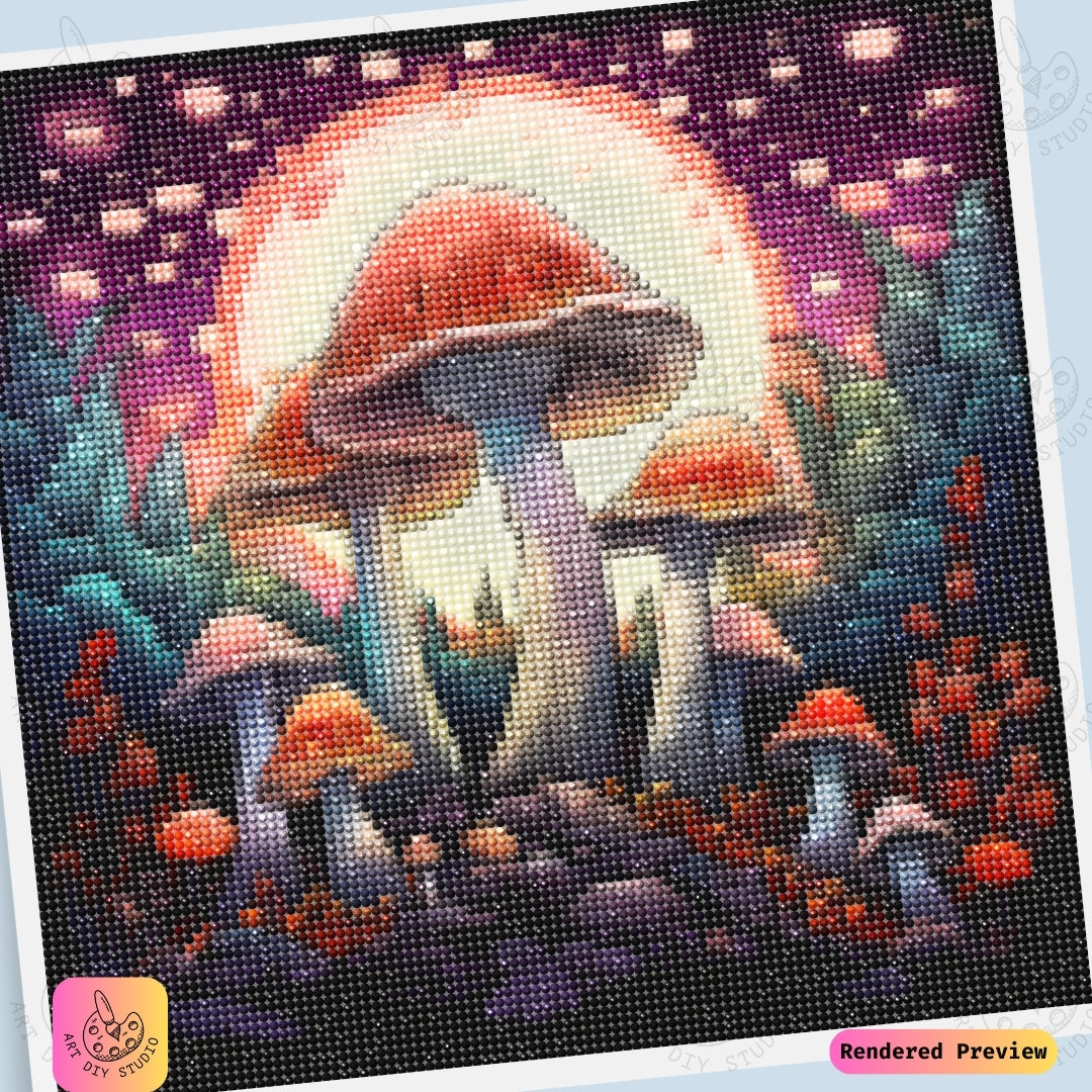 Artdiystudio Celestial Mushroom Majesty Diy Diamond Painting Kit A Mystical Glow In The Forest 6