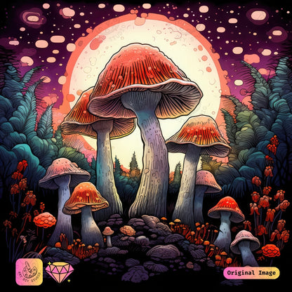 Artdiystudio Celestial Mushroom Majesty Diy Diamond Painting Kit A Mystical Glow In The Forest