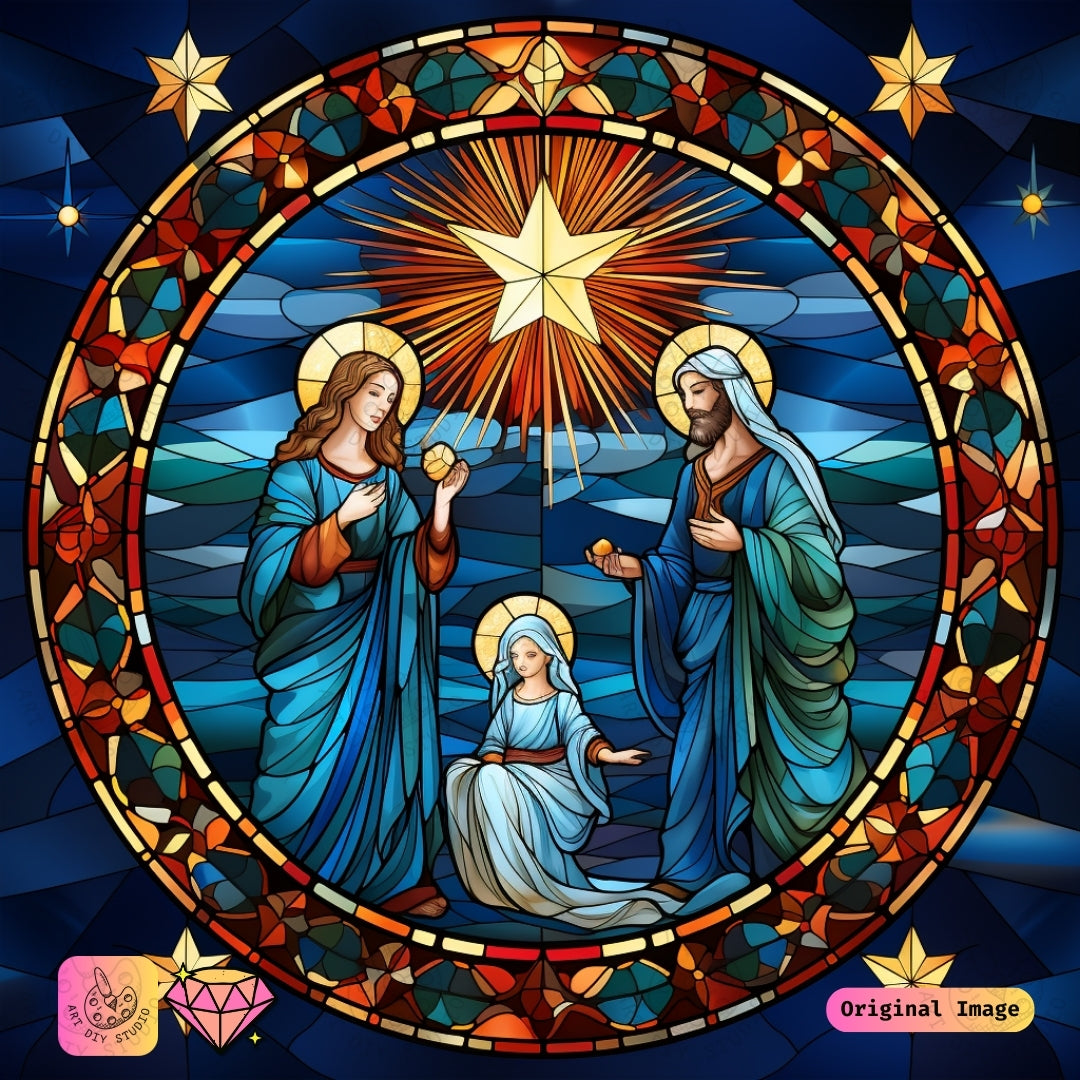 Artdiystudio Celestial Nativity Glow Diy Diamond Painting Kit Illuminate The Divine Story