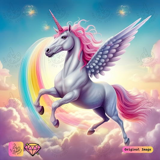 Artdiystudio Celestial Rainbow Unicorn Diy Diamond Painting Kit A Magical Masterpiece