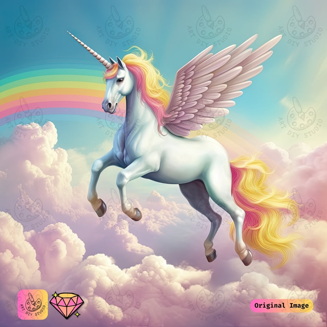 Artdiystudio Celestial Wings Unicorn Diy Diamond Painting Kit A Majestic Fantasy Flight
