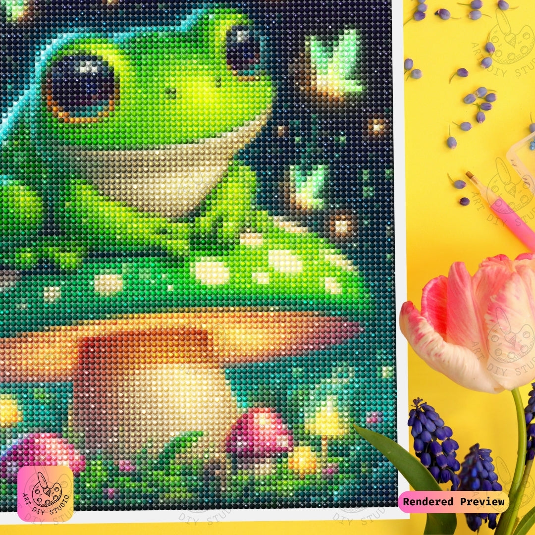Artdiystudio Cheerful Frog Haven Diy Diamond Painting Kit A Whimsical Glow In Nature 3