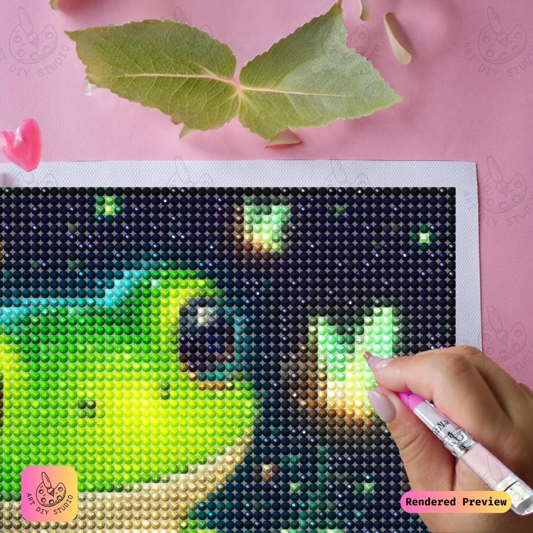 Artdiystudio Cheerful Frog Haven Diy Diamond Painting Kit A Whimsical Glow In Nature 4