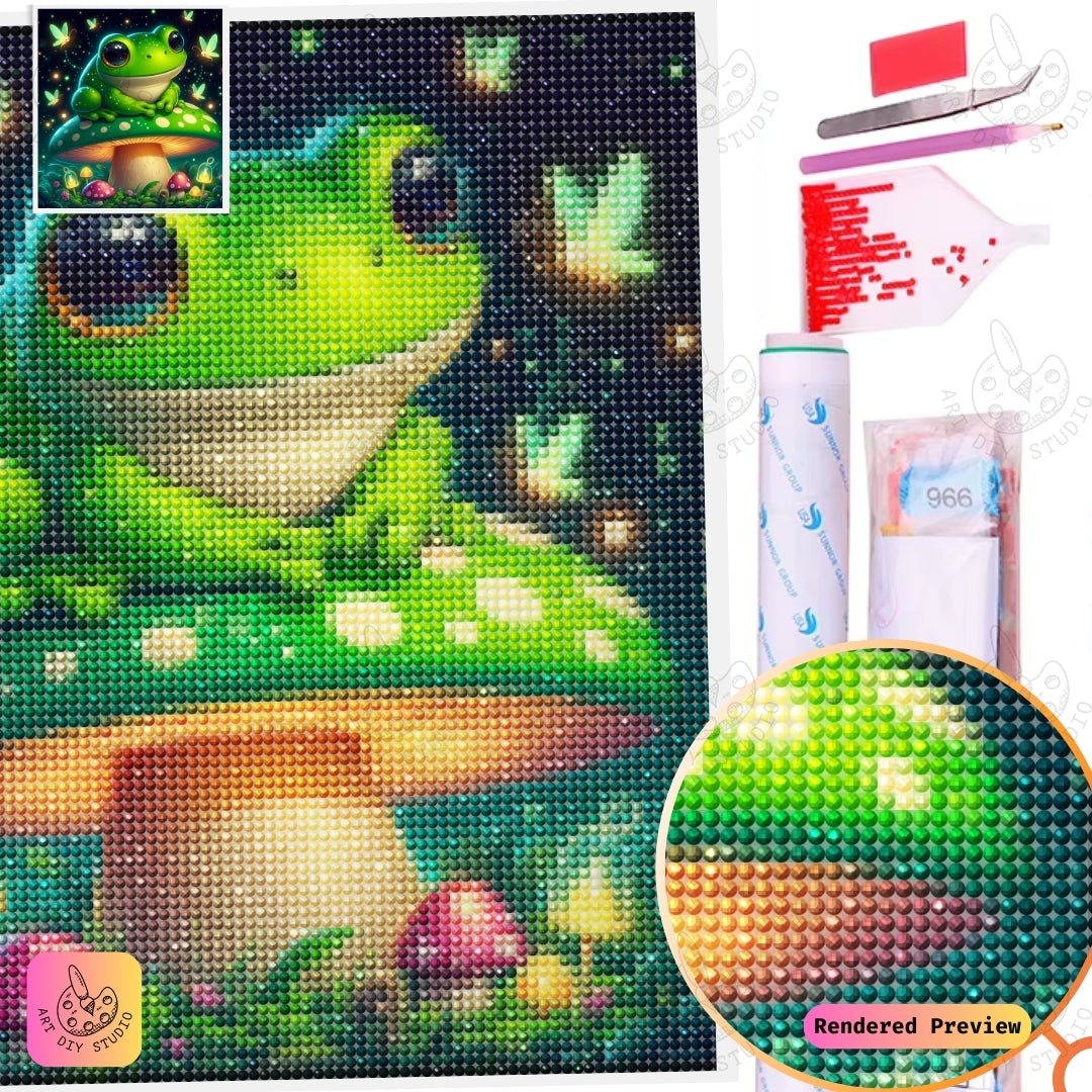 Artdiystudio Cheerful Frog Haven Diy Diamond Painting Kit A Whimsical Glow In Nature 5