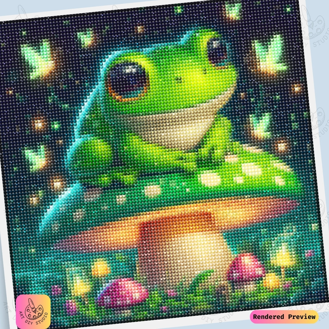 Artdiystudio Cheerful Frog Haven Diy Diamond Painting Kit A Whimsical Glow In Nature 6