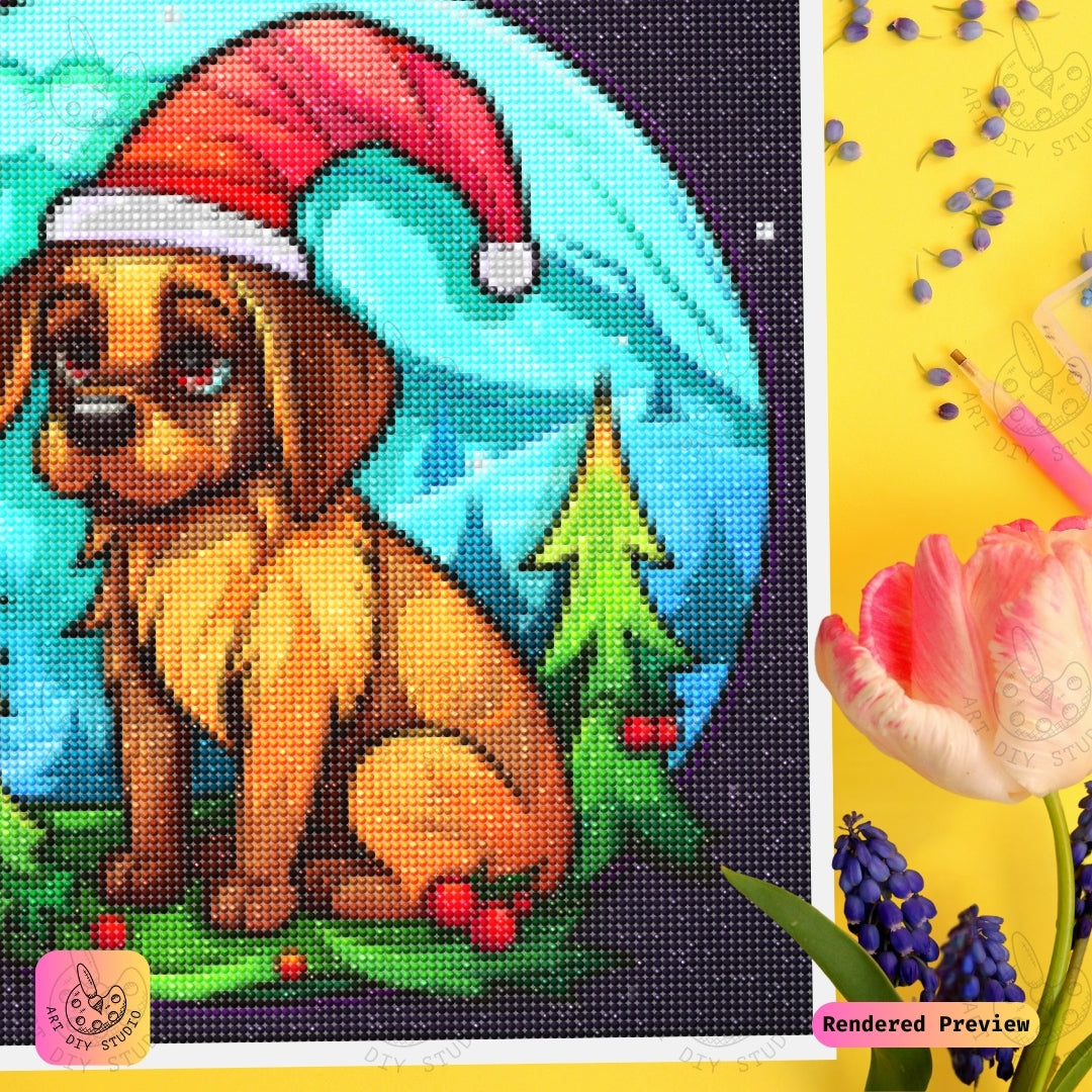 Artdiystudio Christmas Pups Wonderland Diy Diamond Painting Kit A Cozy Craft For The Holidays 4