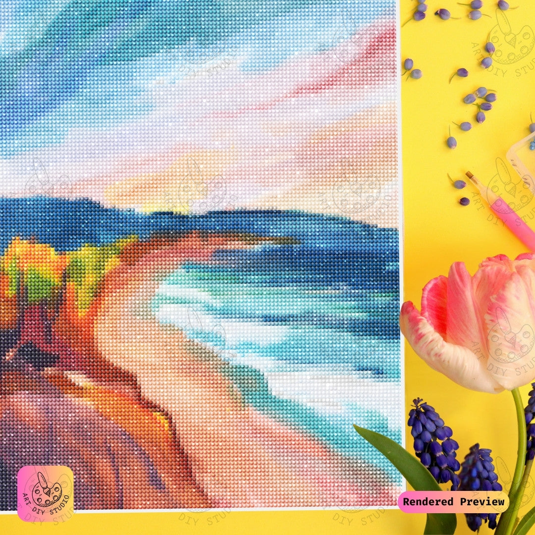 Artdiystudio Coastal Serenity Dream Diy Diamond Painting Kit A Vibrant Seaside Escape 3