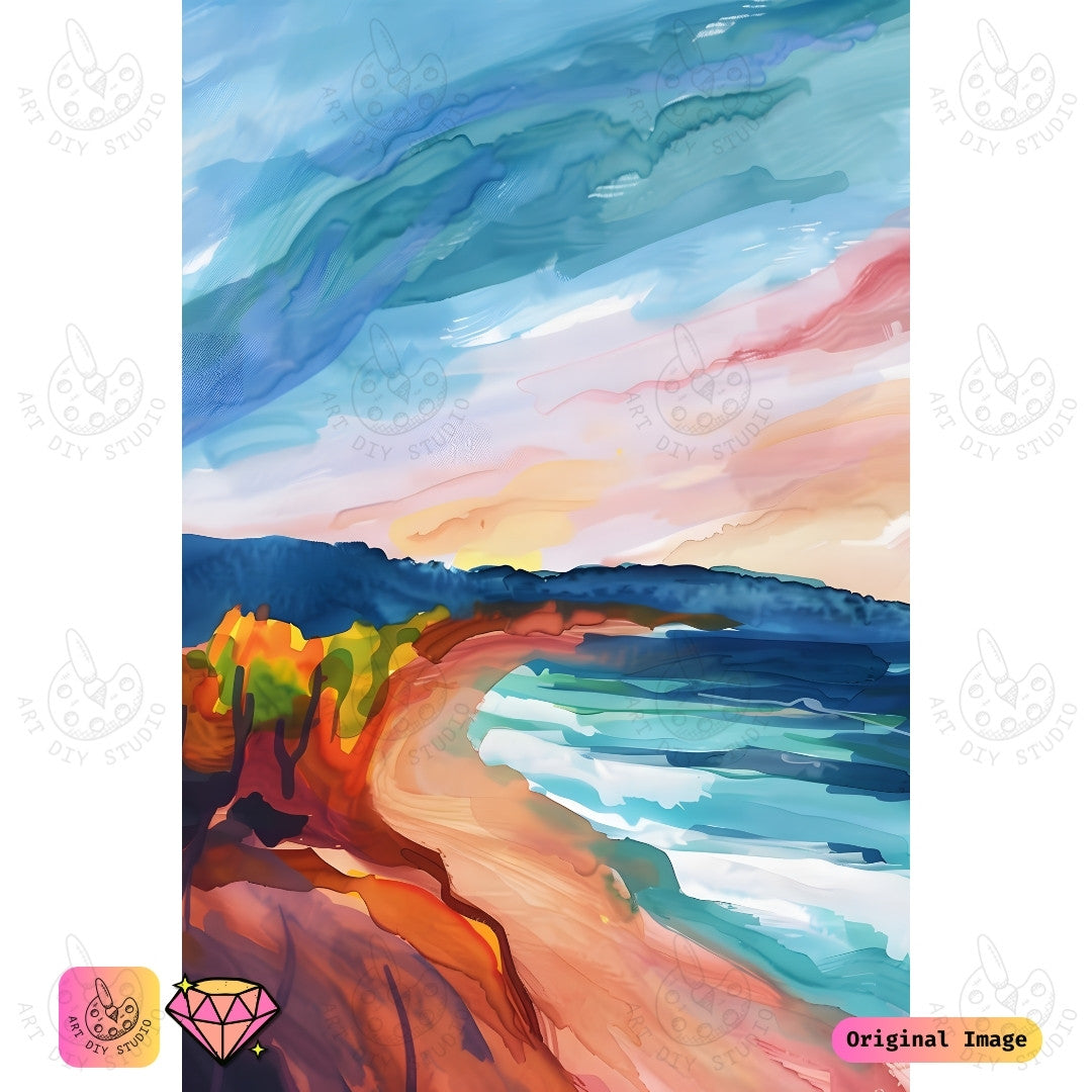 Artdiystudio Coastal Serenity Dream Diy Diamond Painting Kit A Vibrant Seaside Escape