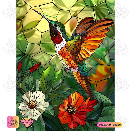 Artdiystudio Colorful Hummingbird Diy Diamond Painting Kit A Splash Of Natures Beauty