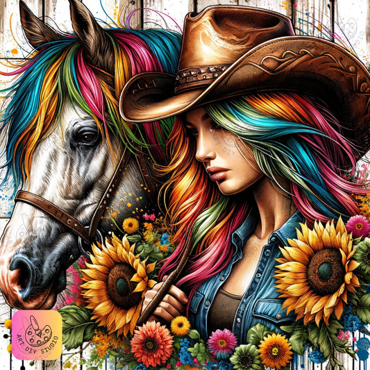 Artdiystudio Colorful Rodeo Dreams A Vibrant Diamond Painting Kit With Rustic Charm 8